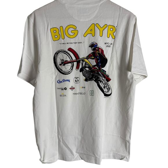 AYR The Big AYR White Short Sleeve Crewneck Graphic Dirt Bike Tee Size Medium - Picture 2 of 6